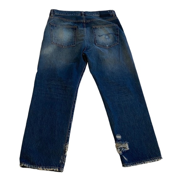 R13 Blue Straight Leg Distressed Jeans - Picture 4 of 8